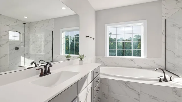 New bathtub set in place in a Newark, NJ bathroom